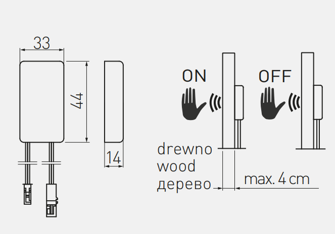 Intrerupator ingropat cu senzor bipolar pentru LED. AE-WPDRW-00