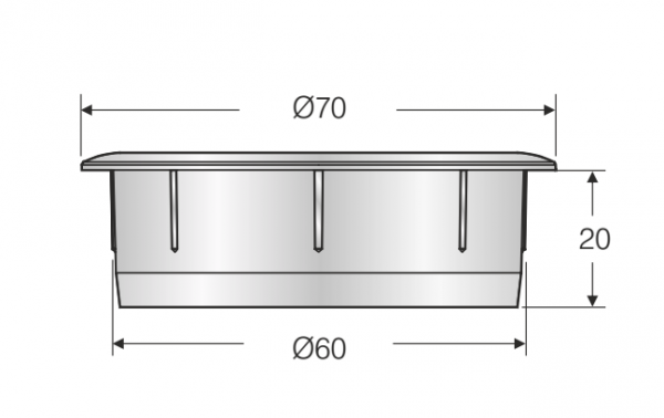 Trecere cabluri din pls. D60 mm din 3 piese (Bej/Stejar/Maro)